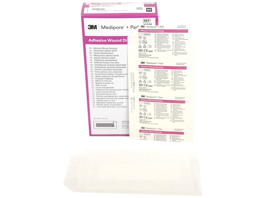 3M™ Medipore™ + Pad 3570E - Medicazione sterile in TNT con tampone - 10 × 20 cm - conf. 25 pz.