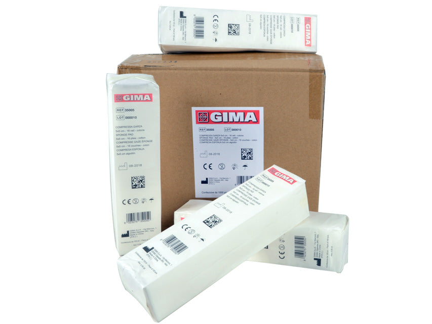 Compresse di garza 5x5cm cotone - Conf.100 pz.
