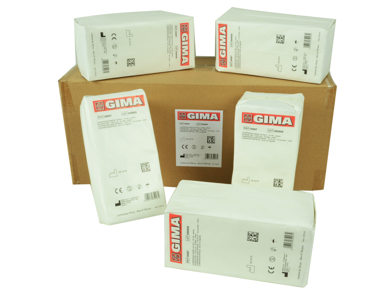 Compresse di garza 10x10cm cotone - Conf.100 pz.