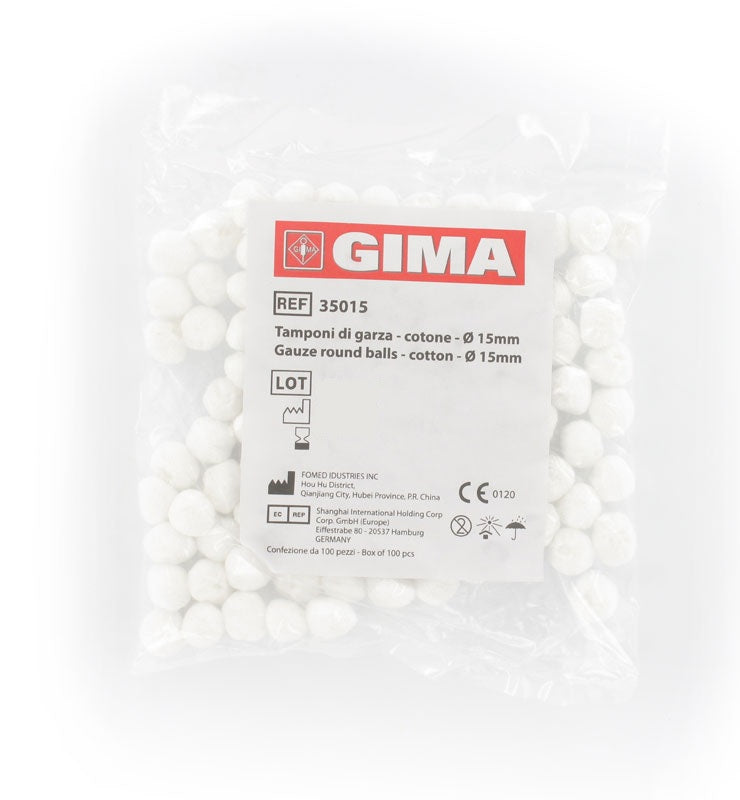 Tamponi rotondi di garza cotone - diam. 15 mm - conf. 100 pz.