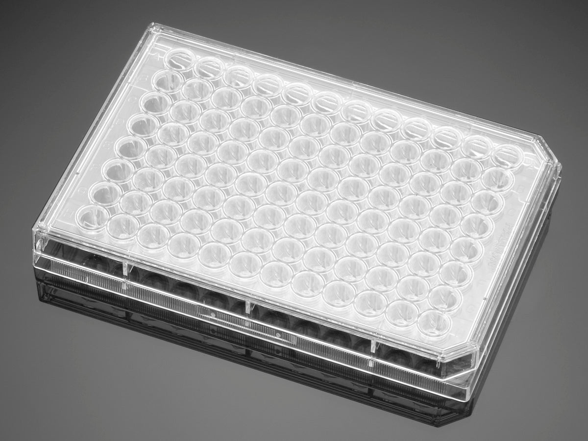 Micropiastra per Coltura Cellulare Falcon® a 96 Pozzetti - Fondo Tondo Trasparente, Trattata con TC, con Coperchio, Sterile - Confezione da 50