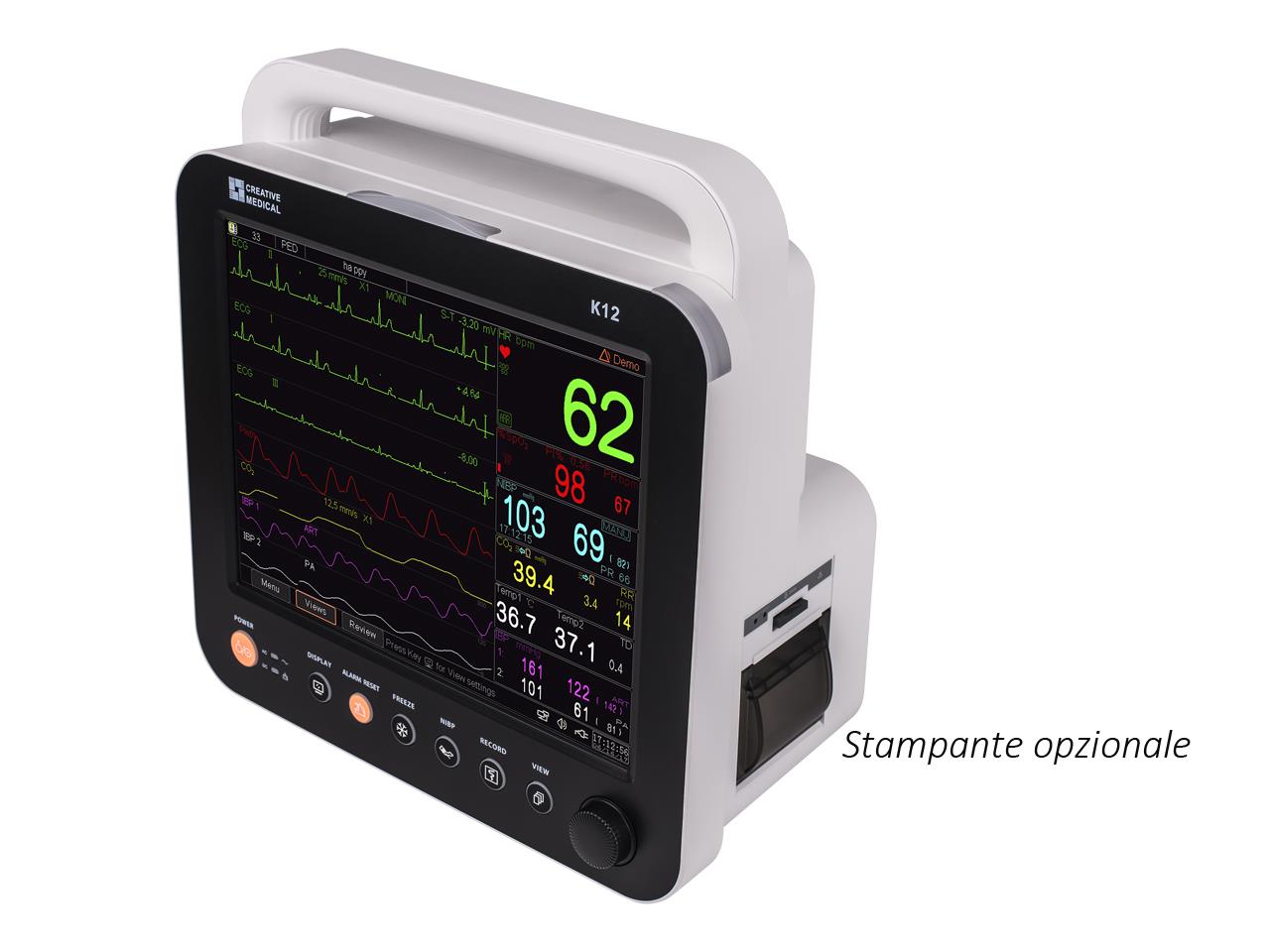 Monitor multiparametrico GIMA K12 touchscreen - ECG, RESP, TEMP, NIBP, SpO2