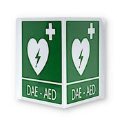 Cartello bifacciale DAE-AED per Defibrillatore - cm 34 X 36
