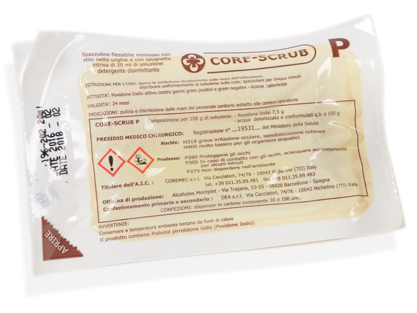 Spazzolino chirurgico CORE-SCRUB allo iodopovidone (dispenser da 30 pz.)