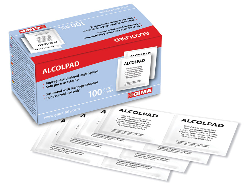 Tamponcini con alcool per cute pre-iniezioni e prelievo - Alcomed Pads - Conf.100 pz.