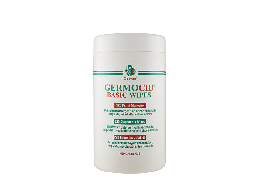 Lingettes Germocid Basic - lingettes à 60 % d'alcool pour dispositifs médicaux et surfaces - tube de 220