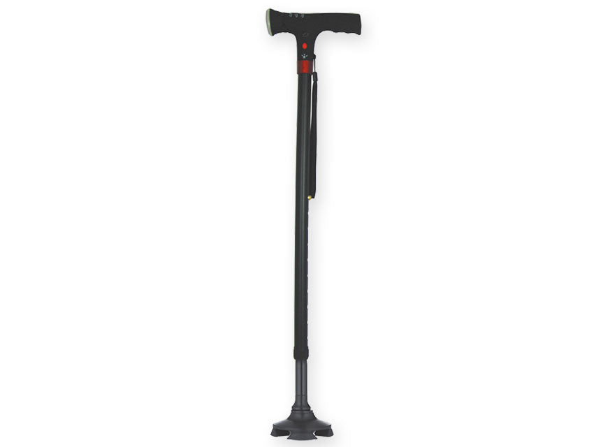 Light safety cane - with 4-foot base - black - 1 pc.