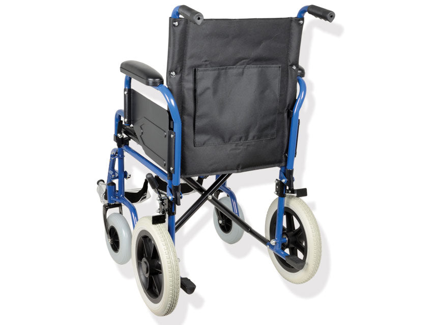 Carrozzina da transito Essex pieghevole con gomme solide - seduta 51 cm - tessuto nero