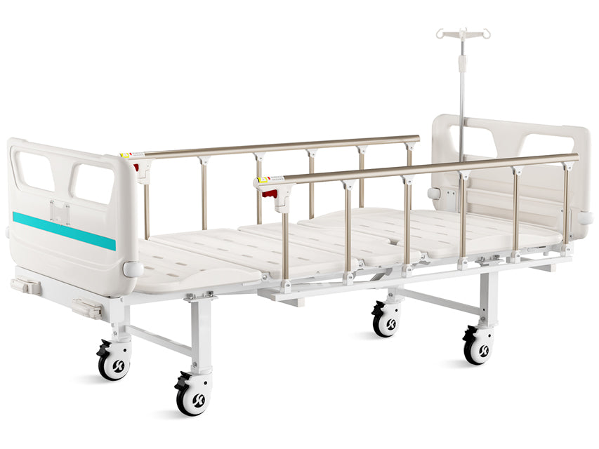 3-section bed - 2 cranks - with wheels