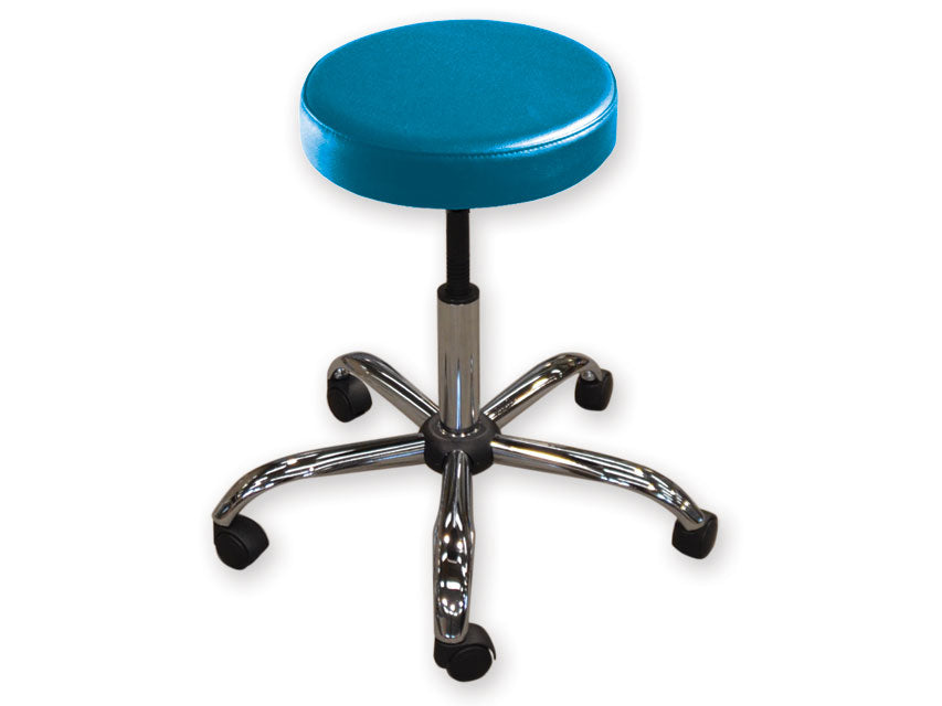 Sgabello con base in metallo con 5 ruote - blu