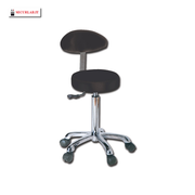 Sgabello altezza regolabile 55-75 cm con sedile imbottito, ruote e schienale