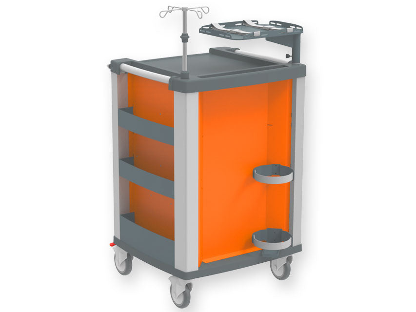 Orange compact emergency trolley