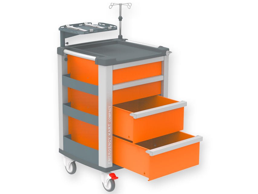 Orange compact emergency trolley