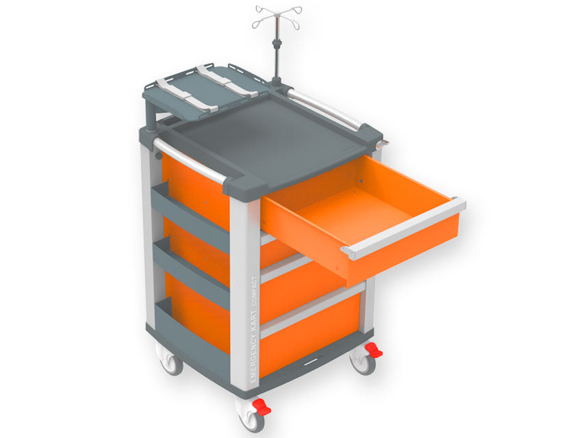 Orange compact emergency trolley