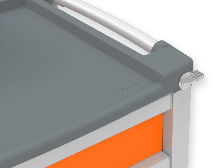 Orange compact emergency trolley