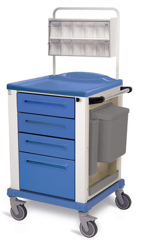 Carrello in tecnopolimero Medicazione standard blu 4 cassetti