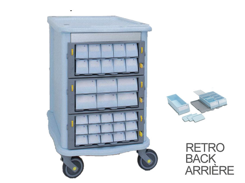 Carrello double face farmacia - 60 cassetti
