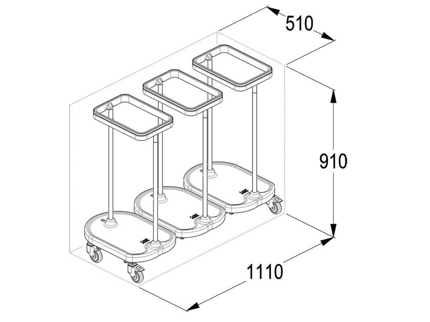 Pedal bag trolley - 3 bags