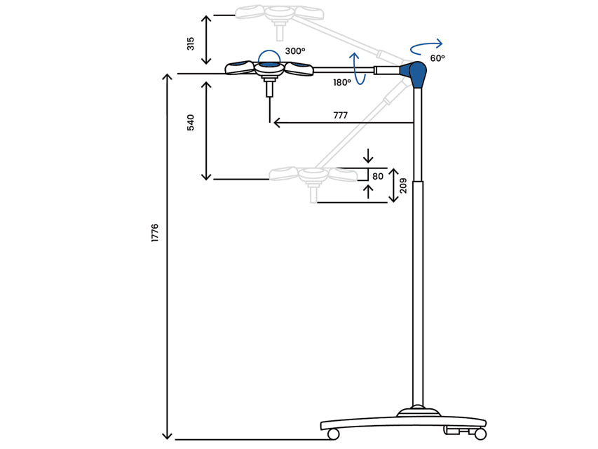Lampada led quattroluci - su carrello - 1 pz.