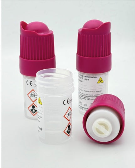 Contenitore di sicurezza BIOPROTEKTOR20 preriempito con formaldeide 8% colorata e 10 ml di acqua - conf.24 pz.