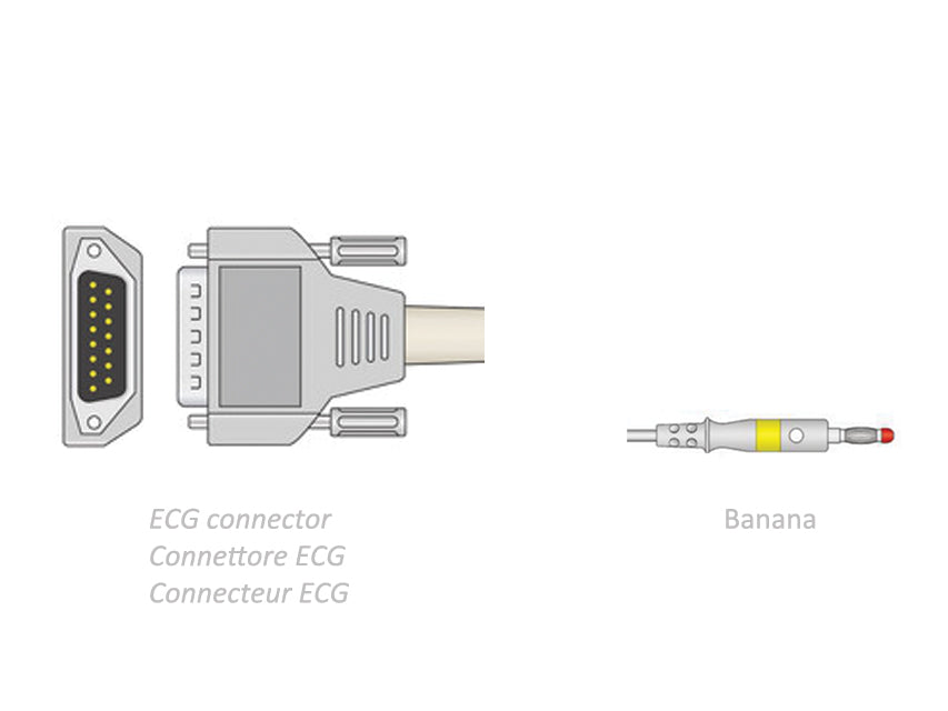 Cavo paziente ecg compatibile edan 2,2 m - banana