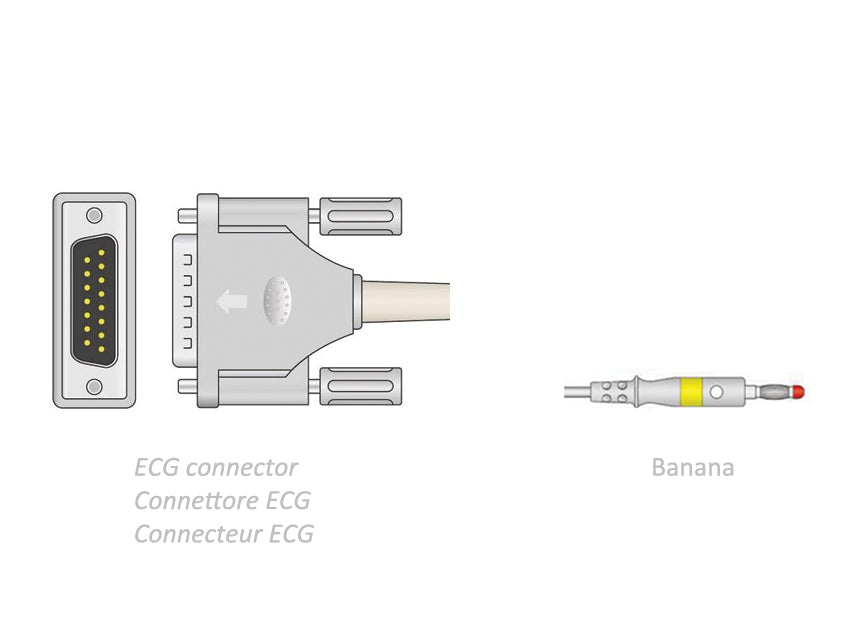 Cavo paziente ecg 2,2 m - banana - compatibile camina, colson, st, altri - 1 pz.