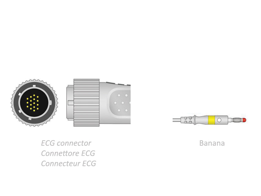 Cavo paziente ecg 2,2 m - banana - compatibile Cardioline