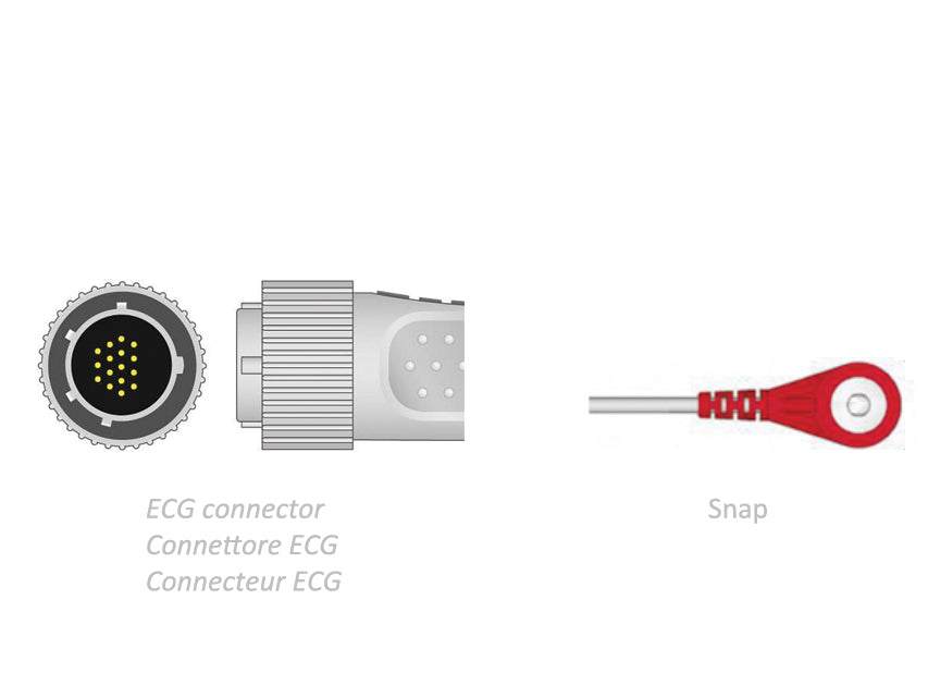 Cavo paziente ecg 2,2 m - snap - compatibile Cardioline