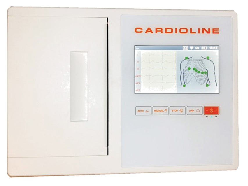 Cardioline ECG 200L GLASGOW - schermo a colori touch da 7" - 12 derivazioni e 3/6/12 canali