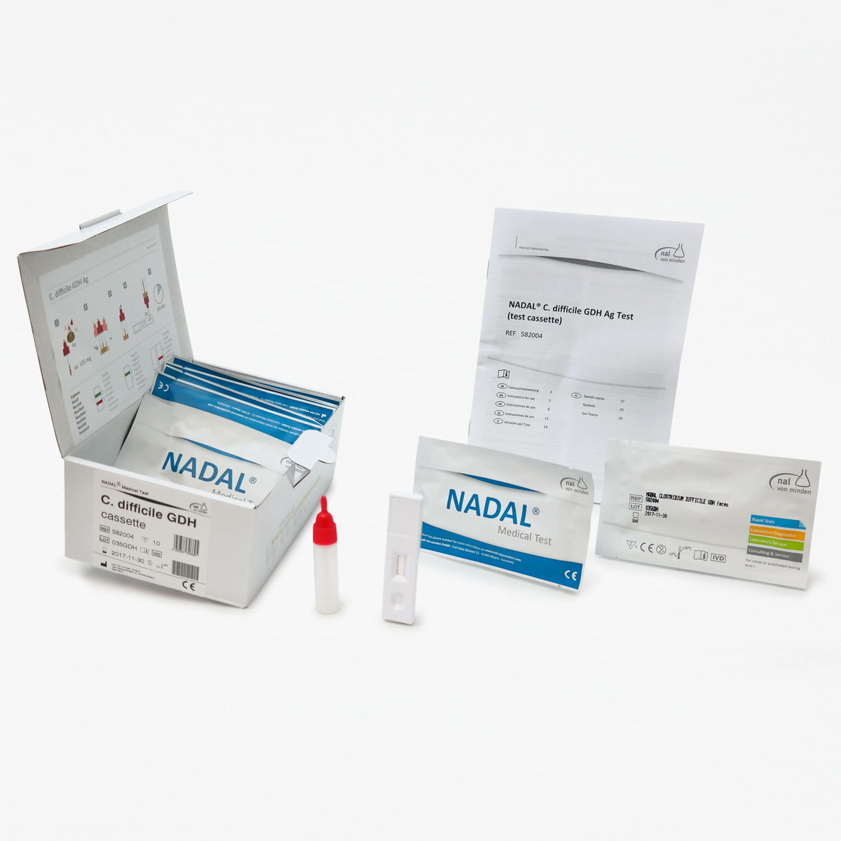Rapid card test for the detection of Clostridium difficile antigens (C. difficile GDH) - Pack of 10 tests
