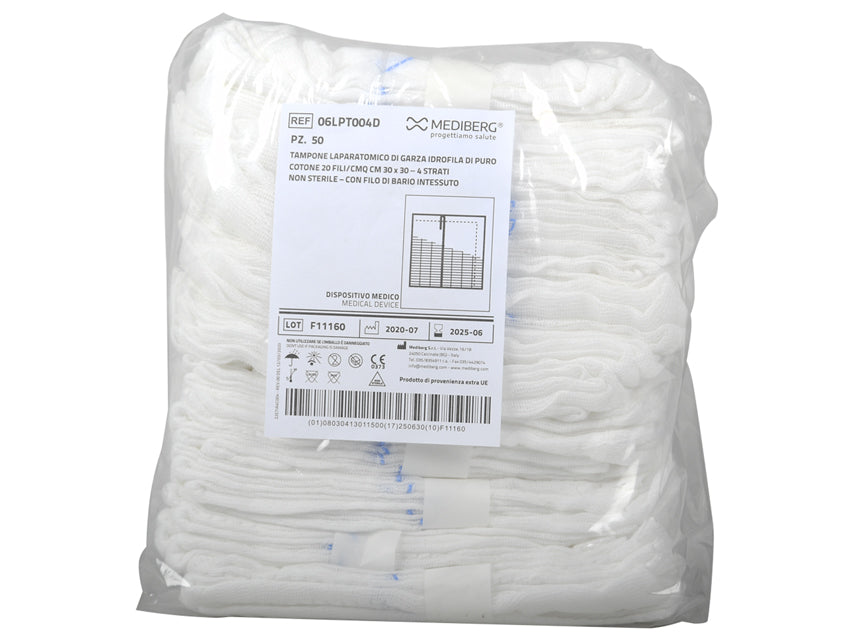 Garza laparatomica 30x30 cm - 4 fili - conf. 50 pz.