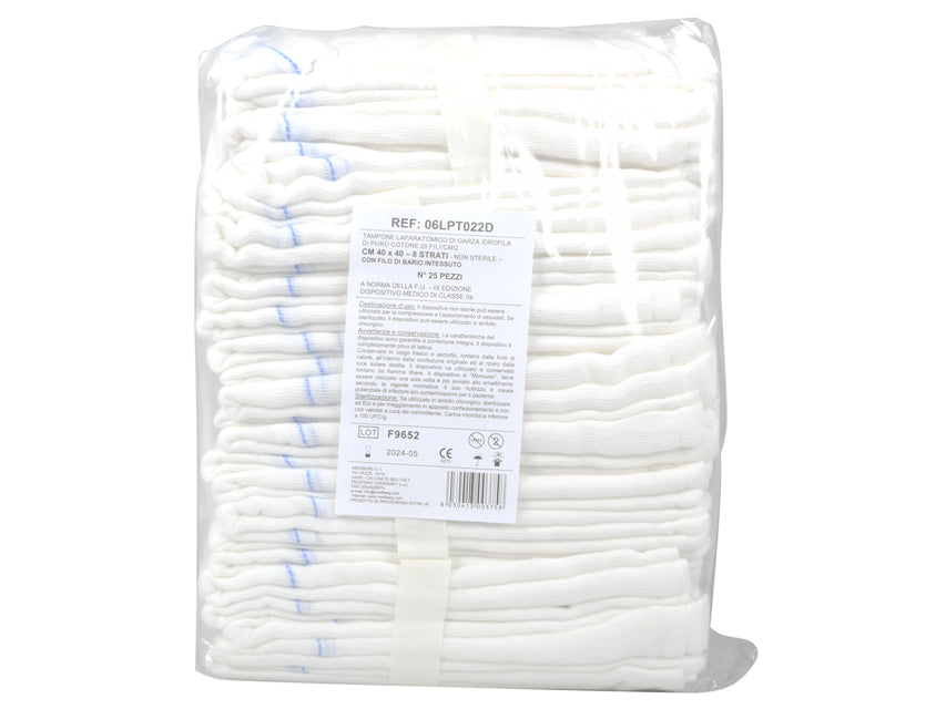 Laparotomiekompresse 40x40 cm - 8 Fäden - Packung mit 25 Stk.