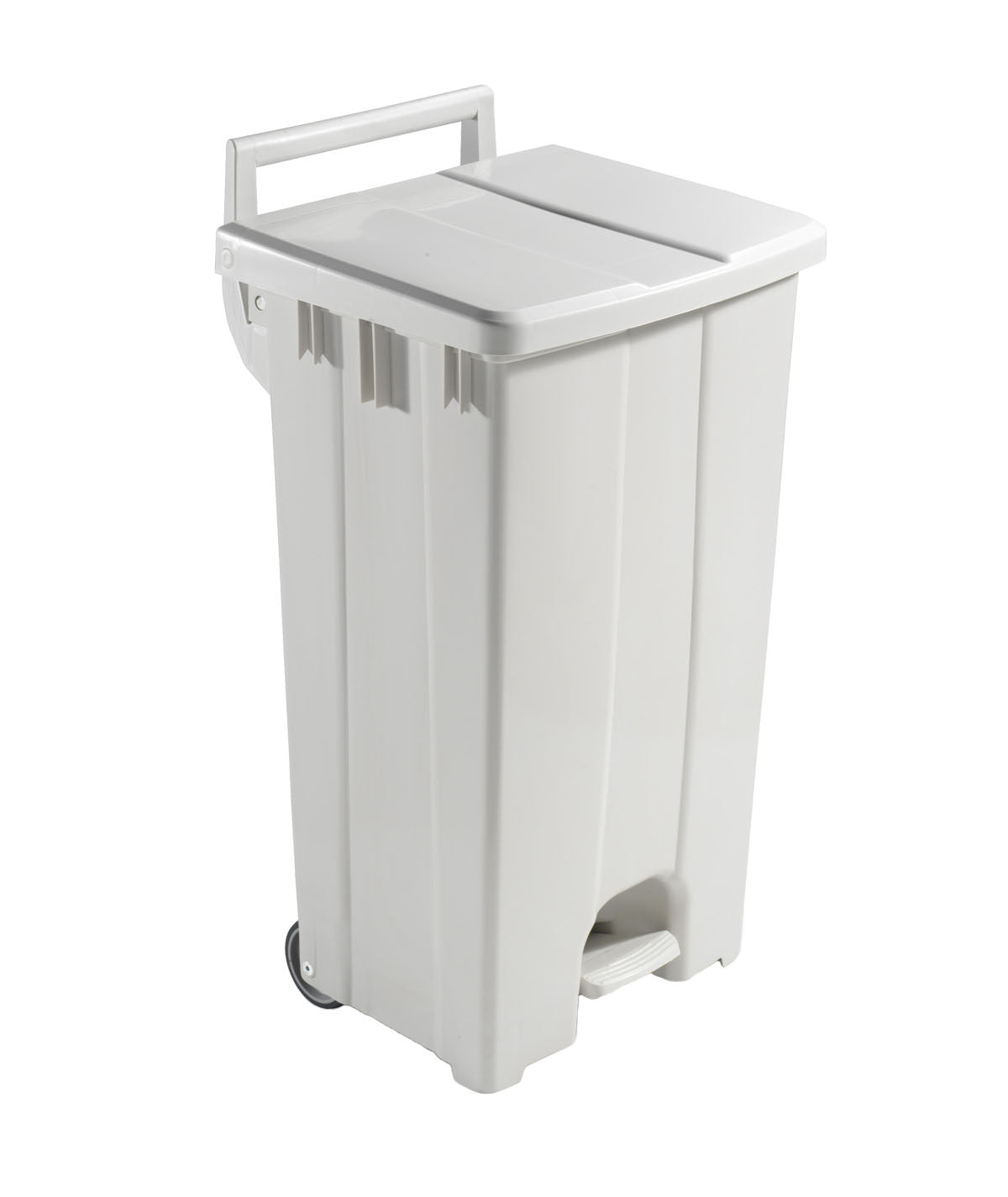 Pattumiera a pedale con ruote HACCP - inossidabile - 90 litri