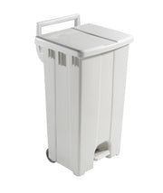 Pattumiera a pedale con ruote HACCP - inossidabile - 90 litri