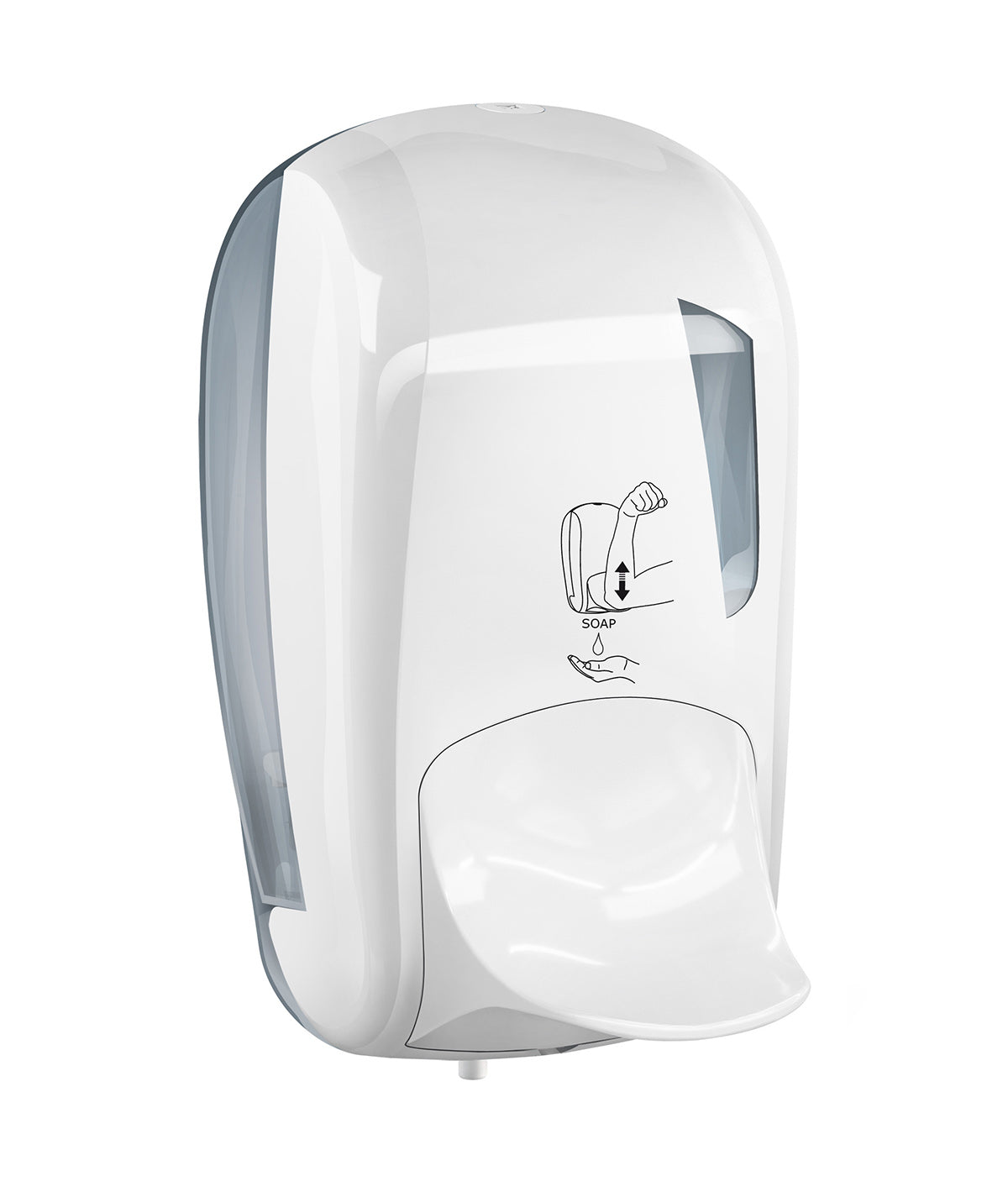 Dispenser sapone liquido o gel - a riempimento 1 litro - con leva a gomito - bianco