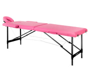 Lettino da massaggio pieghevole in alluminio a 2 sezioni - colore rosa con sezioni nere