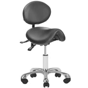 Tabouret ERGO noir avec dossier - réglable - avec roulettes