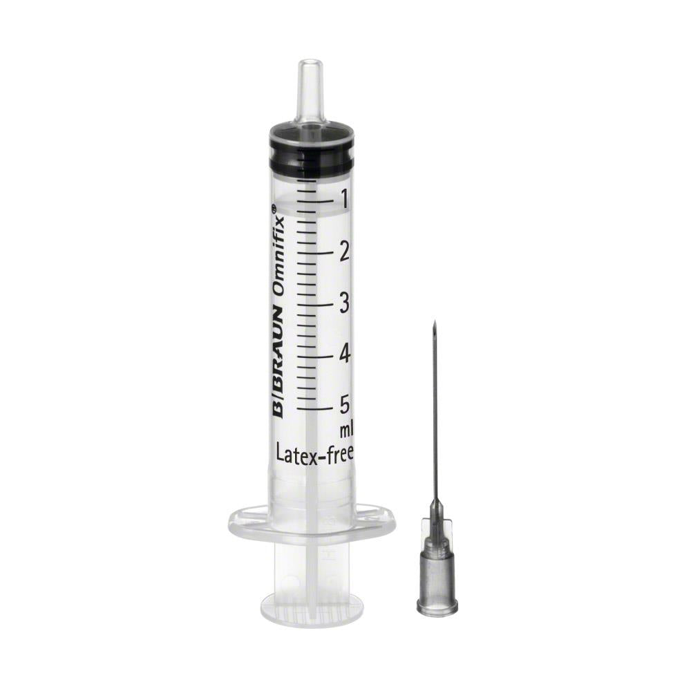 Siringhe B.Braun Omnifix DUO da 5 ml - luer eccentrico con ago 22G×30mm - conf.100 pz.