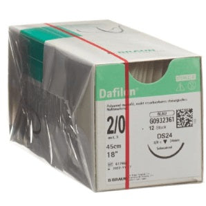Dafilon suture non assorbibili in nylon, ago 3/8 24mm, USP 2/0 - filo blu 45cm - conf.12