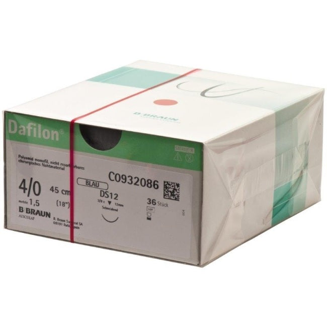 Dafilon suture non assorbibili in nylon, ago 3/8 12mm, USP 4/0 - filo blu 45cm - conf.36