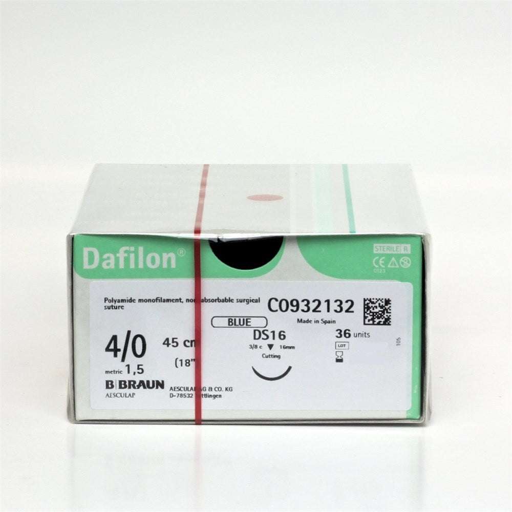 Dafilon suture non assorbibili in nylon, ago 3/8 16mm, USP 4/0 - filo blu 45cm - conf.36