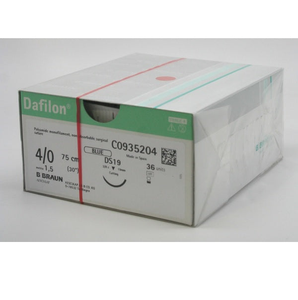 Dafilon suture non assorbibili in nylon, ago 3/8 19mm, USP 4/0 - filo blu 75cm - conf.36