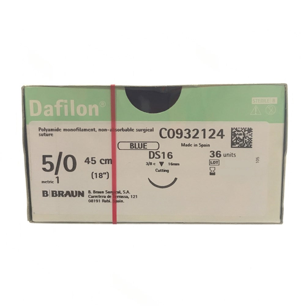 Dafilon suture non assorbibili in nylon, ago 3/8 16mm, USP 5/0 - filo blu 45cm - conf.36