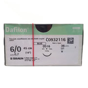 Dafilon suture non assorbibili in nylon, ago 3/8 16mm, USP 6/0 - filo blu 45cm - conf.36