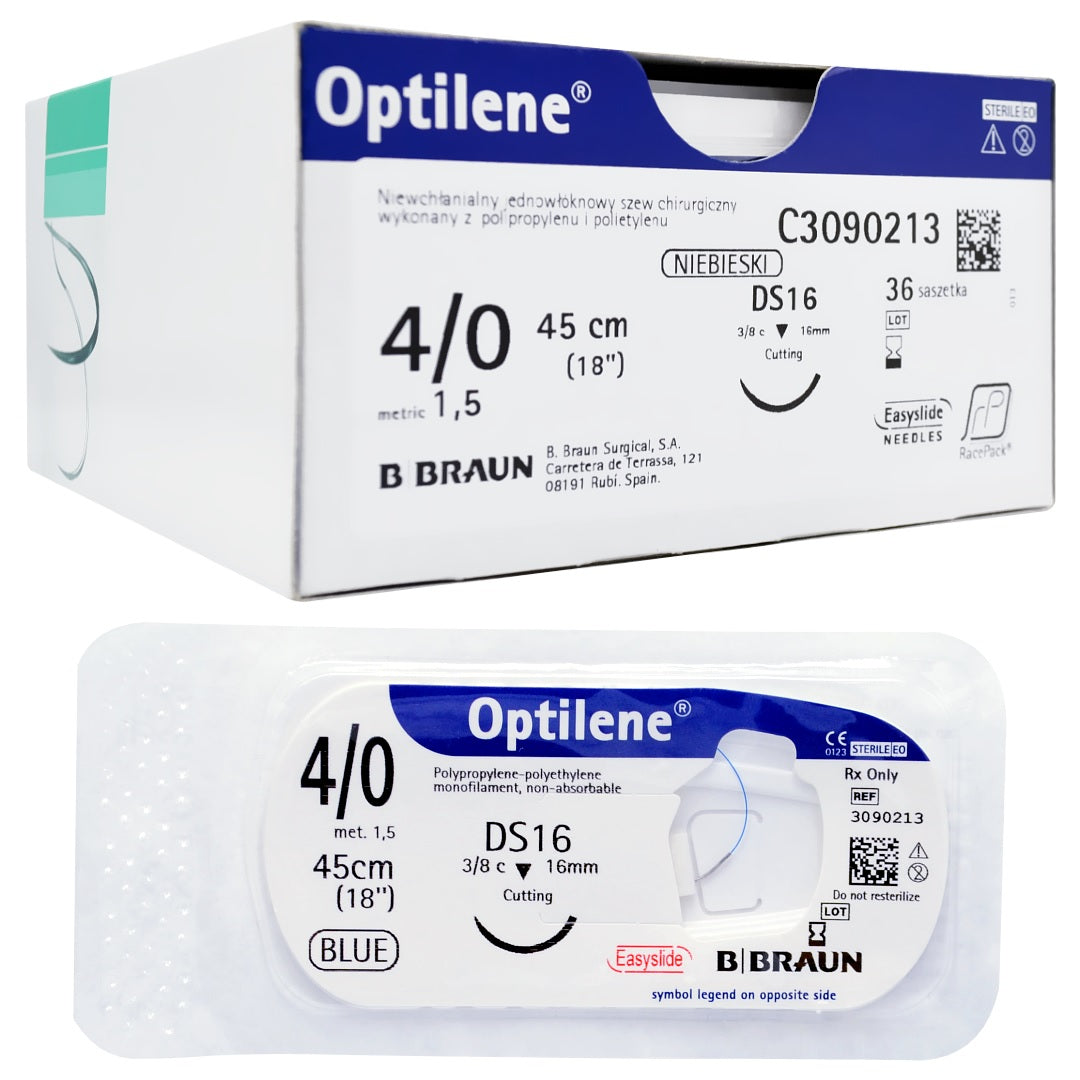 Optilene non-absorbable polypropylene sutures - blue thread