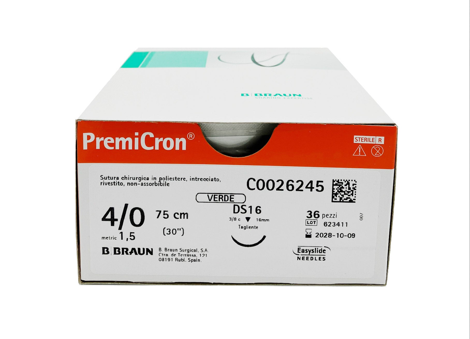 Premicron suture non assorbibili in poliestere tereftalato - filo verde