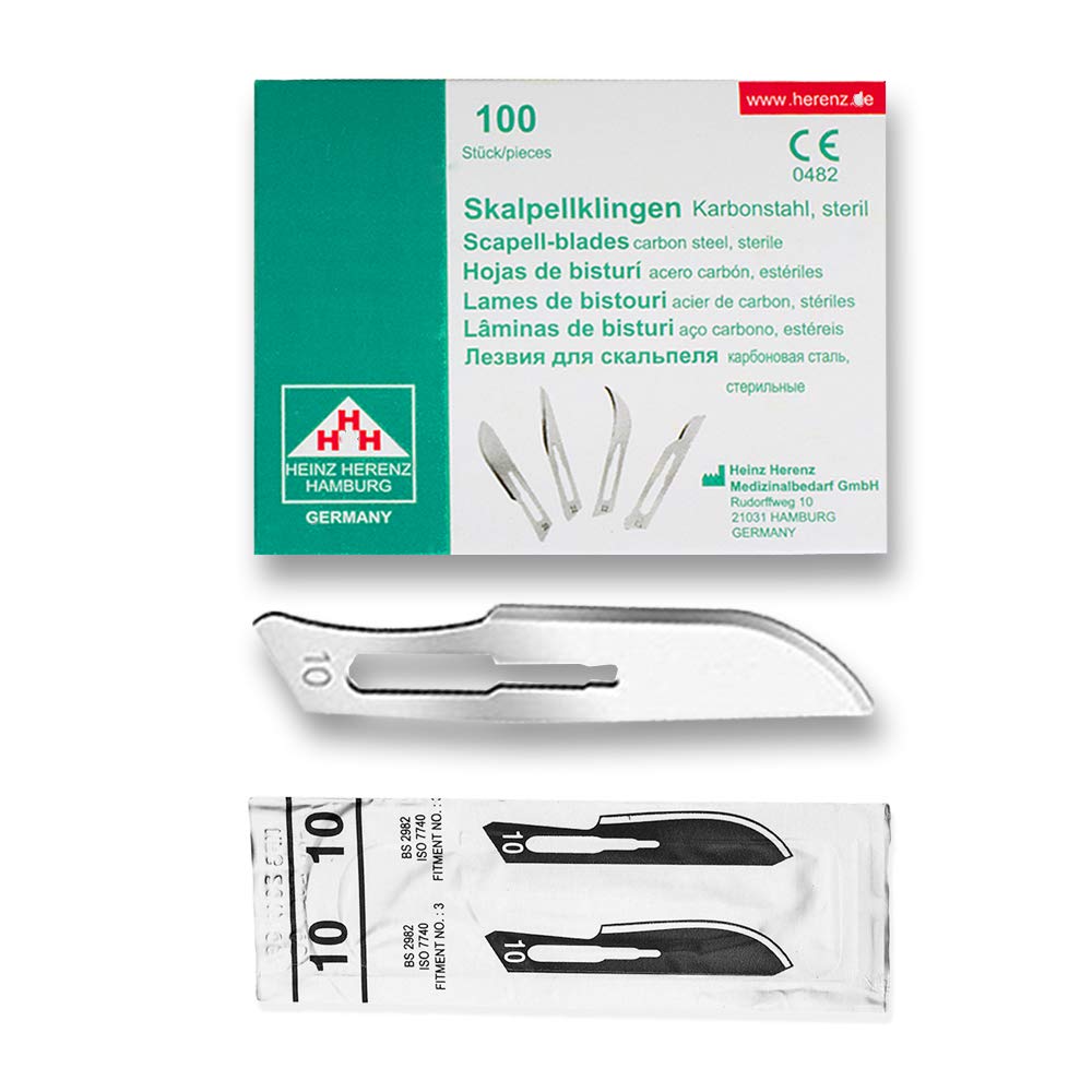 Hojas de bisturí estériles desechables Heinz Herenz Carbon Steel n.º 10 - env. 100
