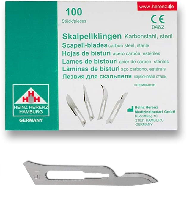 Lame bisturi monouso sterili Heinz Herenz Carbon Steel n° 15-C - conf.100