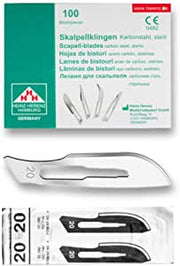 Hojas de bisturí estériles desechables Heinz Herenz Carbon Steel n.º 20 - env. 100