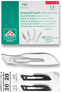 Hojas de bisturí estériles desechables Heinz Herenz Carbon Steel n.º 20 - env. 100